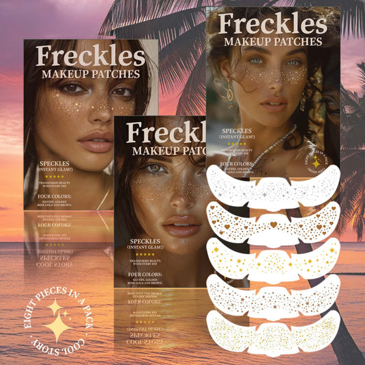 Glam Glitter Freckles (8PCS) – Waterproof Gold & Rose Gold Face Tattoos for Festivals & Parties ✨