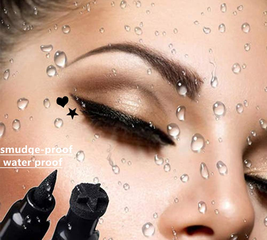 Go Ho Black Liquid Eyeliner Stamp,Star Stamp Eyeliner Makeup,Double-Side Waterproof Eyeliner Pen,Long-lasting Smudge-proof Tattoo Tools,Black Eye Liner Makeup