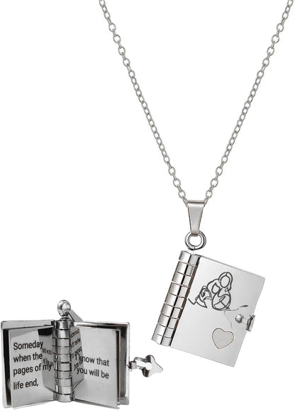 🔥Granddaughter Book Necklace | Engraved Adjustable Pendant Gift from Grandma