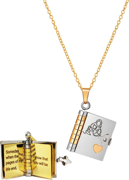 🔥Granddaughter Book Necklace | Engraved Adjustable Pendant Gift from Grandma