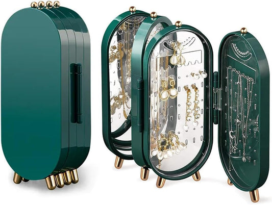 4-Layer Foldable Earring Organizer Stand 💚 Dustproof Jewelry Holder with 153 Holes 💎 For Earrings Necklaces 📿