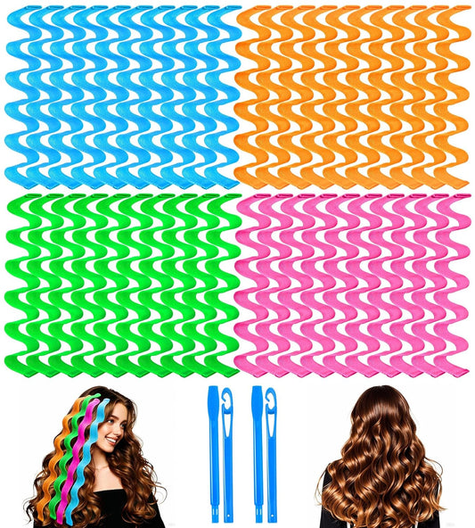 42 Pieces Heatless Waves Hair Curler, No Heat Damage Wavy Hair Curlers with 2 Sets of Styling Hooks, Heatless Curls for Women Girls Long Medium Short Hair(4 Colors,30cm/ 11.8")
