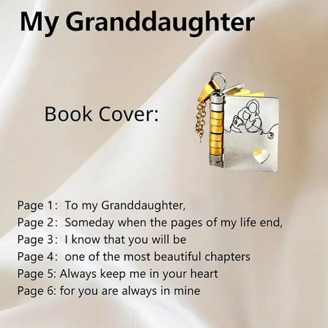 🔥Granddaughter Book Necklace | Engraved Adjustable Pendant Gift from Grandma