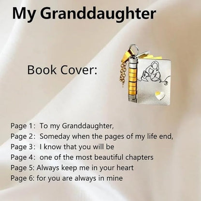🔥Granddaughter Book Necklace | Engraved Adjustable Pendant Gift from Grandma