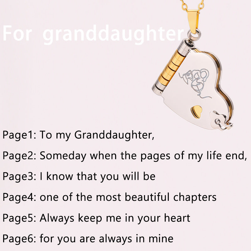 🔥Granddaughter Book Necklace | Engraved Adjustable Pendant Gift from Grandma